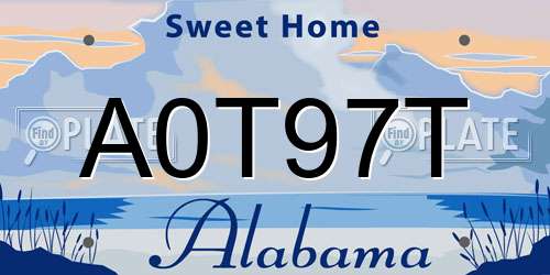 A0T97T Alabama License Plate