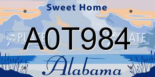 A0T984 Alabama License Plate