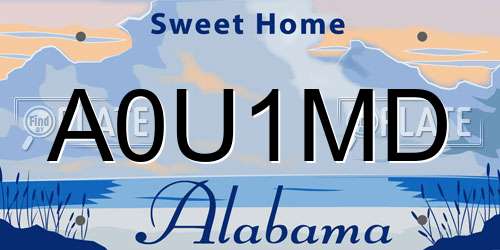 A0U1MD Alabama License Plate