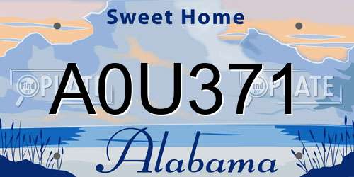 A0U371 Alabama License Plate