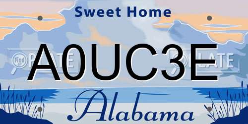 A0UC3E Alabama License Plate