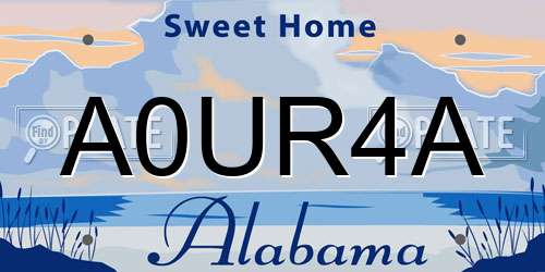 A0UR4A Alabama License Plate