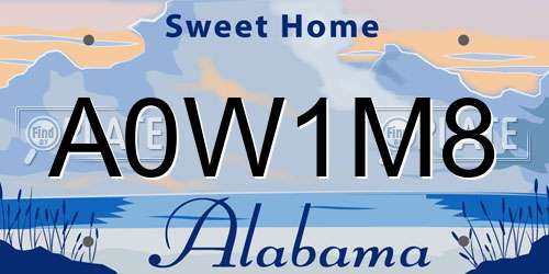 A0W1M8 Alabama License Plate
