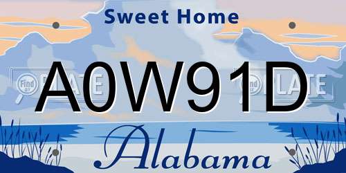 A0W91D Alabama License Plate