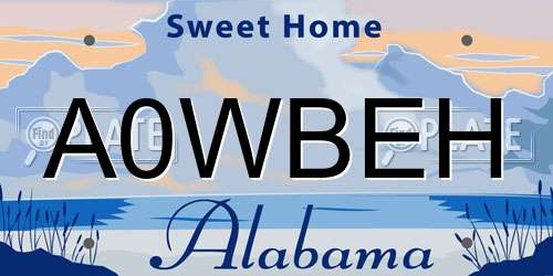 A0WBEH Alabama License Plate