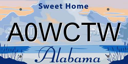 A0WCTW Alabama License Plate