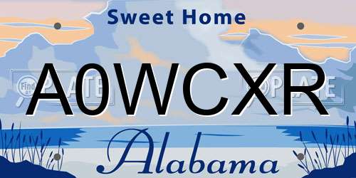 A0WCXR Alabama License Plate