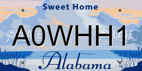 A0WHH1 Alabama License Plate