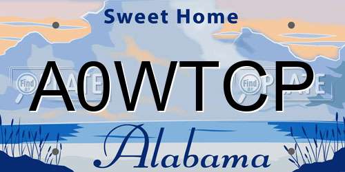 A0WTCP Alabama License Plate