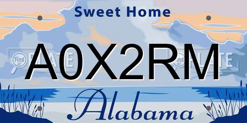 A0X2RM Alabama License Plate