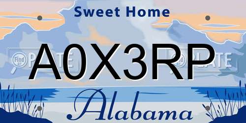 A0X3RP Alabama License Plate