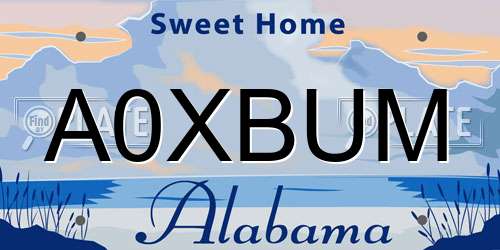 A0XBUM Alabama License Plate