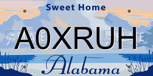 A0XRUH Alabama License Plate