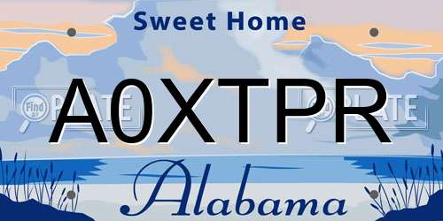 A0XTPR Alabama License Plate