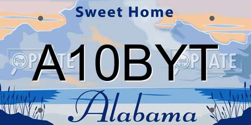A10BYT Alabama License Plate