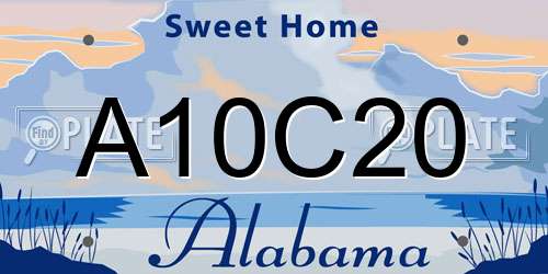 A10C20 Alabama License Plate