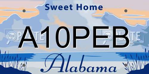 A10PEB Alabama License Plate