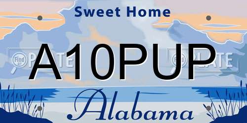 A10PUP Alabama License Plate
