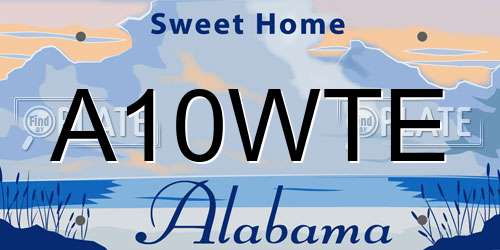 A10WTE Alabama License Plate