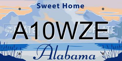 A10WZE Alabama License Plate