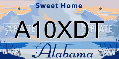 A10XDT Alabama License Plate