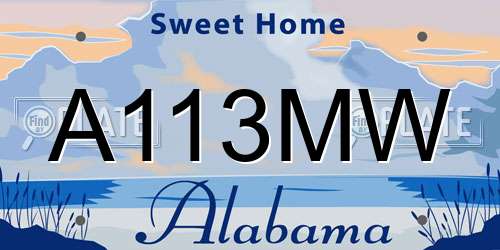 A113MW Alabama License Plate