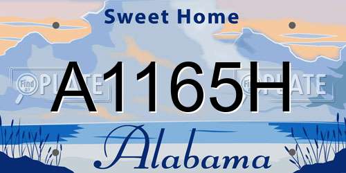 A1165H Alabama License Plate