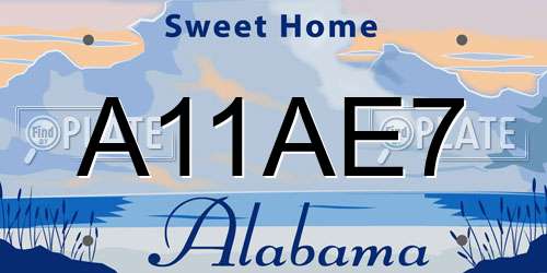 A11AE7 Alabama License Plate