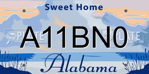 A11BN0 Alabama License Plate