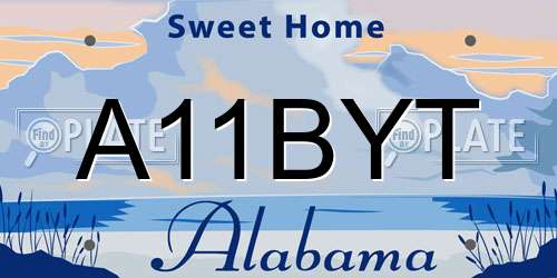 A11BYT Alabama License Plate