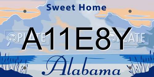 A11E8Y Alabama License Plate