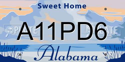 A11PD6 Alabama License Plate