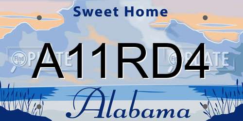 A11RD4 Alabama License Plate