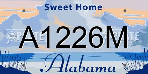 A1226M Alabama License Plate