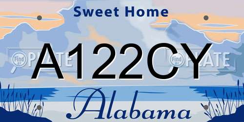 A122CY Alabama License Plate