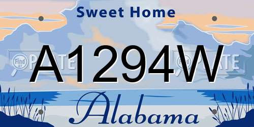 A1294W Alabama License Plate