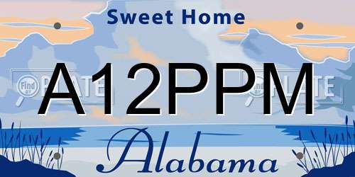 A12PPM Alabama License Plate