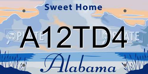 A12TD4 Alabama License Plate