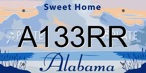 A133RR Alabama License Plate