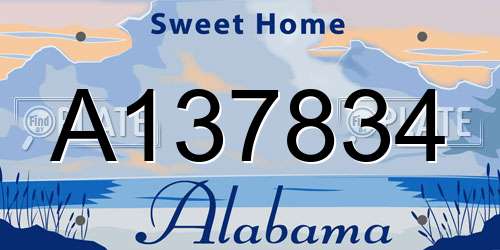 A137834 Alabama License Plate