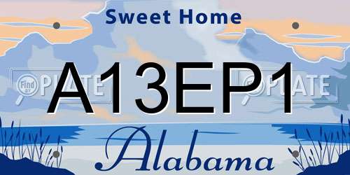 A13EP1 Alabama License Plate