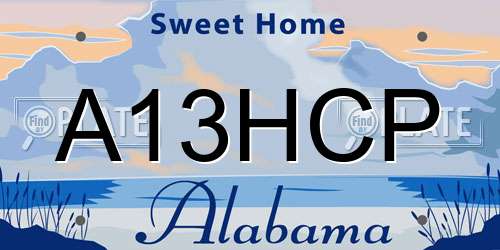 A13HCP Alabama License Plate