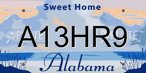 A13HR9 Alabama License Plate