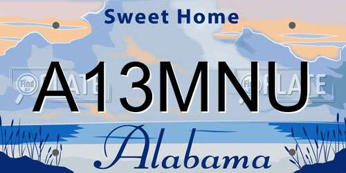 A13MNU Alabama License Plate