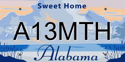 A13MTH Alabama License Plate