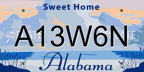 A13W6N Alabama License Plate
