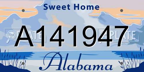 A141947 Alabama License Plate