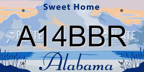 A14BBR Alabama License Plate