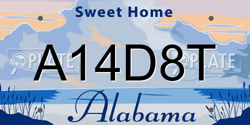 A14D8T Alabama License Plate