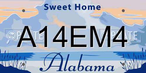 A14EM4 Alabama License Plate